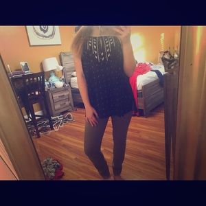 Old Navy Black Embroidered Top